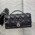 {Style No: V1IDBWBL} DIOR 25S DIOR TALK PHONE POUCH 21 IN BLACK CANNAGE LAMBSKIN SILVER HARDWRE