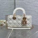 {Style No: ZE5W2MS1} DIOR 25S SMALL LADY D‑JOY BAG 22 IN IVORY CALFSKIN GOLD HARDWRE