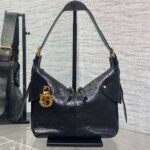 {Style No: UWQOQWHI} DIOR 25S SMALL VOYAGE BAG 23 IN BLACK FLAT MACROCANNAGE GRAINED GLOSSY CALFSKIN