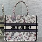 {Style No: HG3J88W3} DIOR 25S MEDIUM BOOK TOTE 36 IN BEIGE CANVAS MILLEFIORI EMBROIDERY
