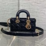 {Style No: RW5PLIR7} DIOR 25S MICRO LADY D-JOY 19 IN BLACK CALFSKIN GOLD HARDWRE