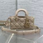 {Style No: KK4C7COA} DIOR 25S MICRO LADY D-JOY 19 IN POWDER BEIGE CALFSKIN GOLD HARDWRE