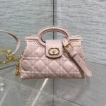{Style No: KHDVPX8Q} DIOR 25S JOLIE TOP HANDLE MINI BAG 18 IN BABY PINK CALFSKIN GOLD HARDWRE