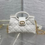 {Style No: FY2SD716} DIOR 25S JOLIE TOP HANDLE MINI BAG 18 IN WHITE CALFSKIN GOLD HARDWARE