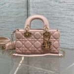 {Style No: GBPT41YK} DIOR 25S MICRO LADY D-JOY 19 IN BABY PINK CALFSKIN GOLD HARDWRE