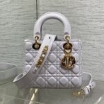 {Style No: 363Q9RW5} DIOR 25S LADY DIOR BAG 20 IN LILAC CANNAGE CALFSKIN GOLD HARDWARE