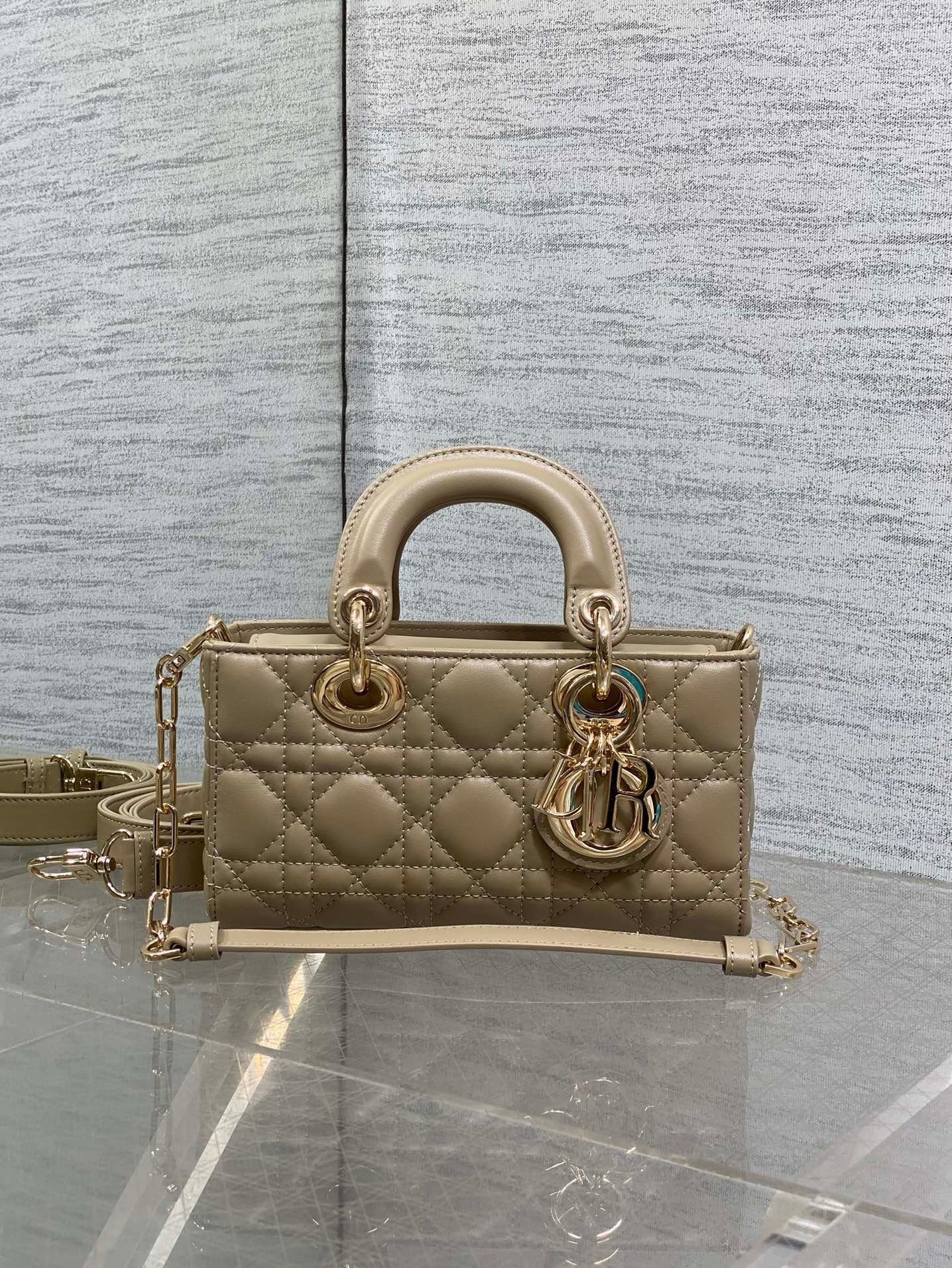 {Style No: JMTTOSGP} DIOR 25S SMALL LADY D‑JOY BAG 19 IN DARK BEIGE CANNAGE CALFSKIN GOLD HARDWRE - Image 6