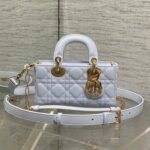 {Style No: LG2IENTJ} DIOR 25S SMALL LADY D‑JOY BAG 19 IN LIGHT BLUE CANNAGE CALFSKIN GOLD HARDWARE