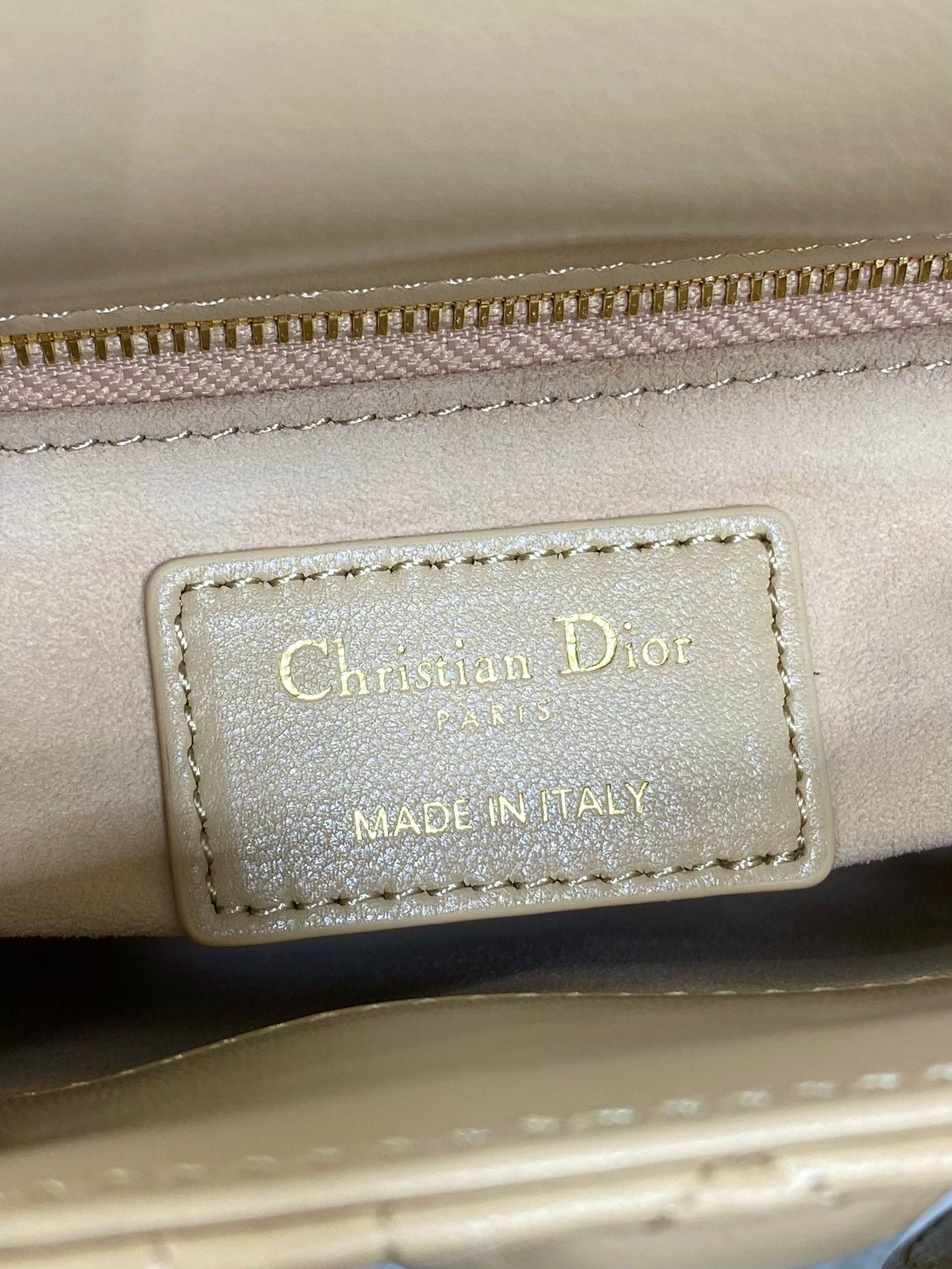 {Style No: NWII4ZO7} DIOR 25S MINI LADY DIOR BAG 17 IN BISCUIT CALFSKIN CHARM CRYSTAL EMBELLISHMENTS - Image 9