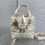 {Style No: YB3MM5CQ} DIOR 25S TOUJOURS VERTICAL TOTE BAG 18 IN IVORY CALFSKIN WITH CHARM BRACELET STRAP