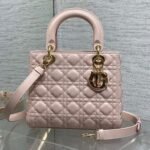 {Style No: TI4NPSJB} DIOR 25S MEDIUM LADY BAG 24 IN PINK CALFSKIN GOLD HARDWARE