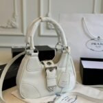 {Style No: HMSUK1ET} PRA 23 MOON PADDED BAG WHITE CALFSKIN WITH STRAP
