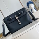 {Style No: 1ODMJ9OF} STEAMER CROSSBODY 30 IN BLACK CALFSKIN SILVER HARDWARE