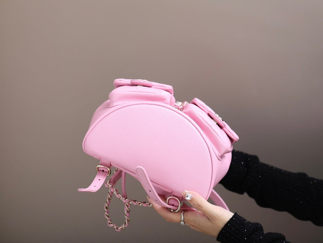 {Style No: A8HZ5TBA} CHANEL 25S BACKPACK 21 CM IN LIGHT PINK LAMBSKIN - Image 6