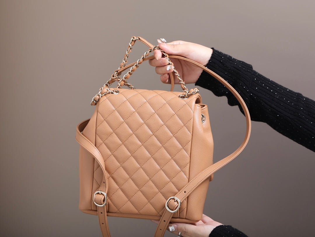 {Style No: AFLLZ9H4} CHANEL 25S BACKPACK 21 CM IN LIGHT BROWN LAMBSKIN - Image 5