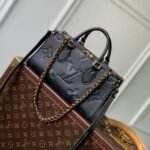 {Style No: O93GEUHJ} ONTHEGO EAST WEST BAG 25 IN BLACK MONOGRAM EMBOSSED COWHIDE