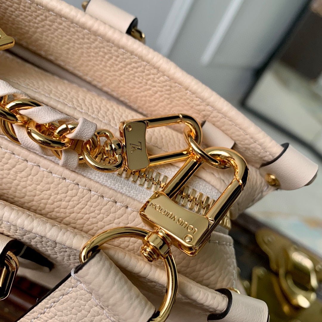 {Style No: VZ54FJWI} ONTHEGO EAST WEST BAG 25 IN BEIGE MONOGRAM EMBOSSED COWHIDE - Image 6
