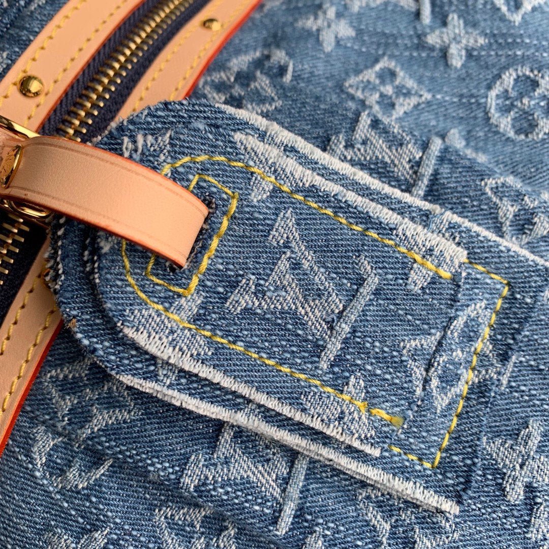 {Style No: 1RTPOCBK} HIGH RISE 38 IN BLUE MONOGRAM DENIM GOLD HARDWARE - Image 3