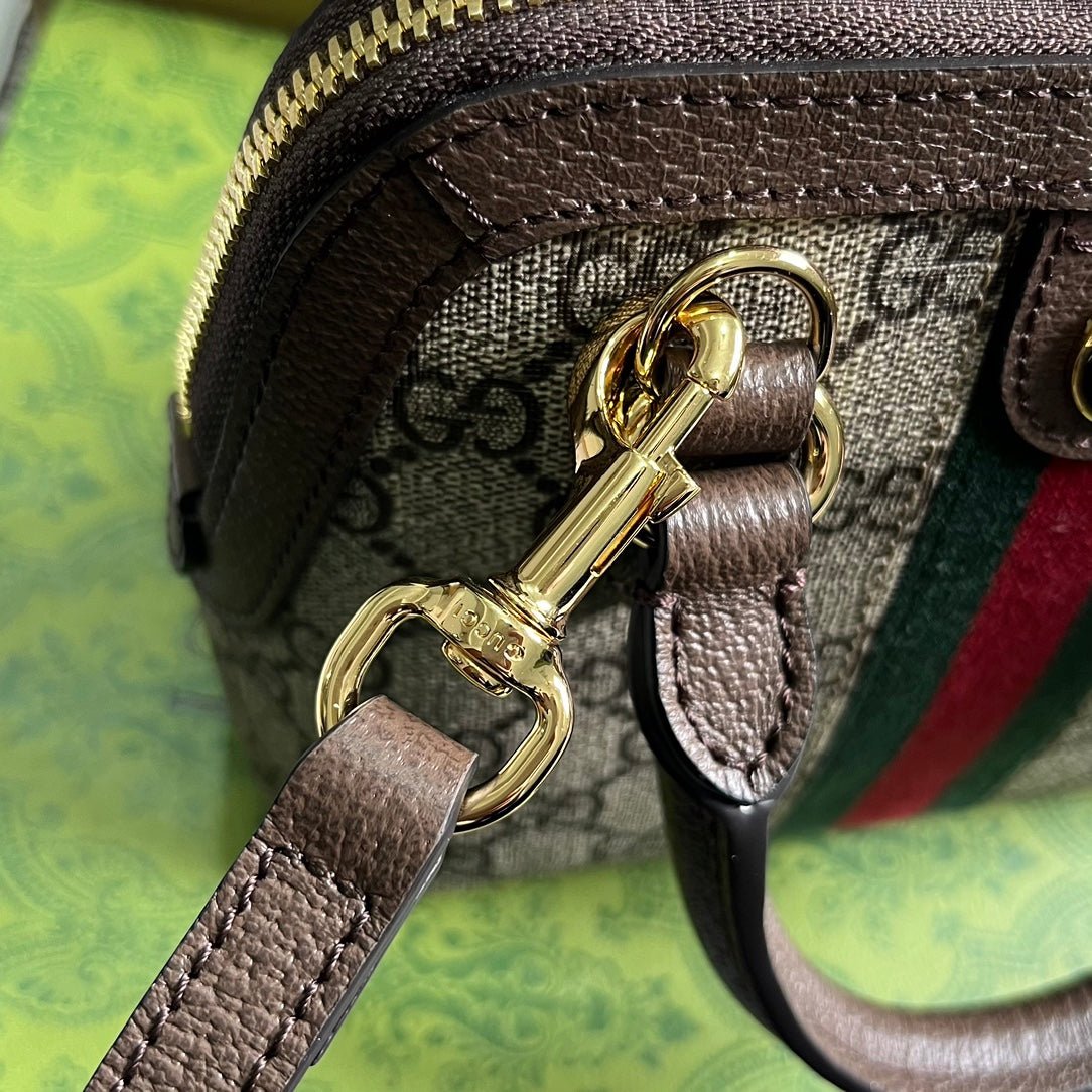 {Style No: 6SUN2562} OPHIDIA GG SHOULDER BAG 20 BEIGE AND EBONY SUPREME CANVAS - Image 6