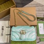 {Style No: RXPD5LTR} GG MARMONT 26 MEDIUM SHOULDER BAG BLUE IRIDESCENT CALFSKIN
