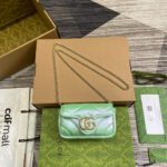{Style No: QOKAT811} GG MARMONT 16 MINI SHOULDER BAG GREEN IRIDESCENT CALFSKIN