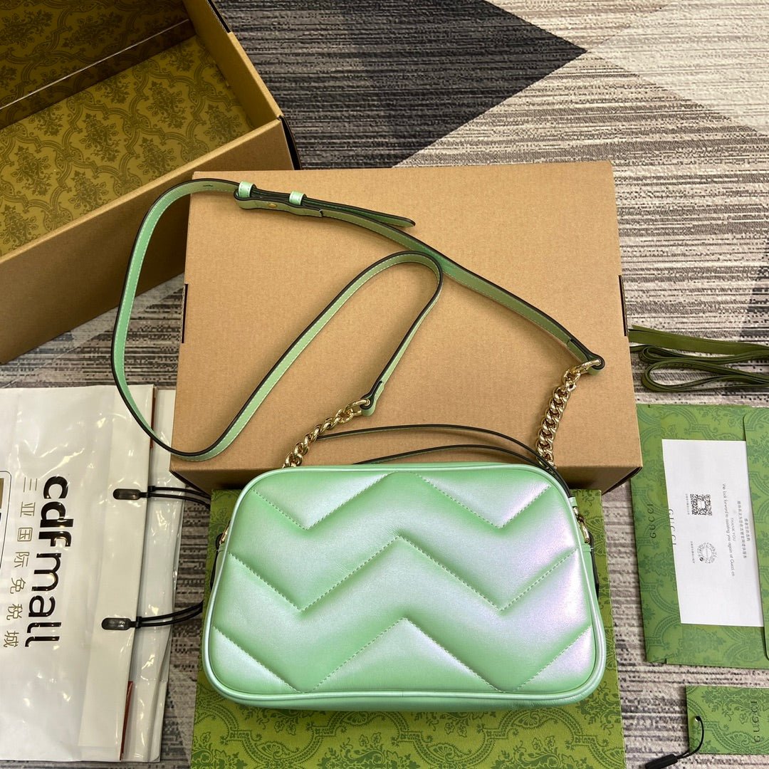 {Style No: S11ZZM2Z} GG MARMONT 24 SMALL MATELASSÉ SHOULDER BAG GREEN IRIDESCENT CALFSKIN - Image 3