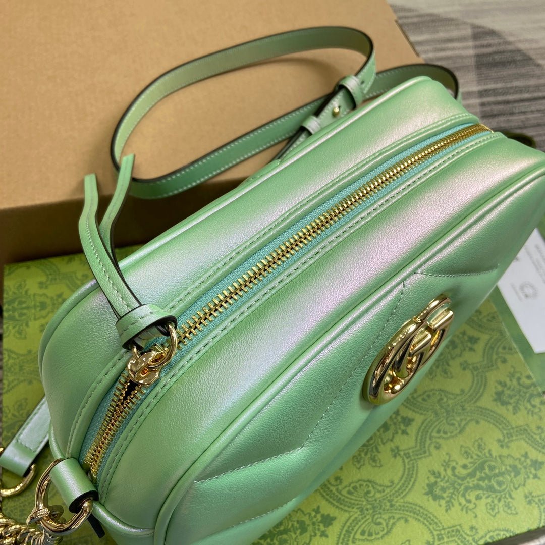 {Style No: S11ZZM2Z} GG MARMONT 24 SMALL MATELASSÉ SHOULDER BAG GREEN IRIDESCENT CALFSKIN - Image 8