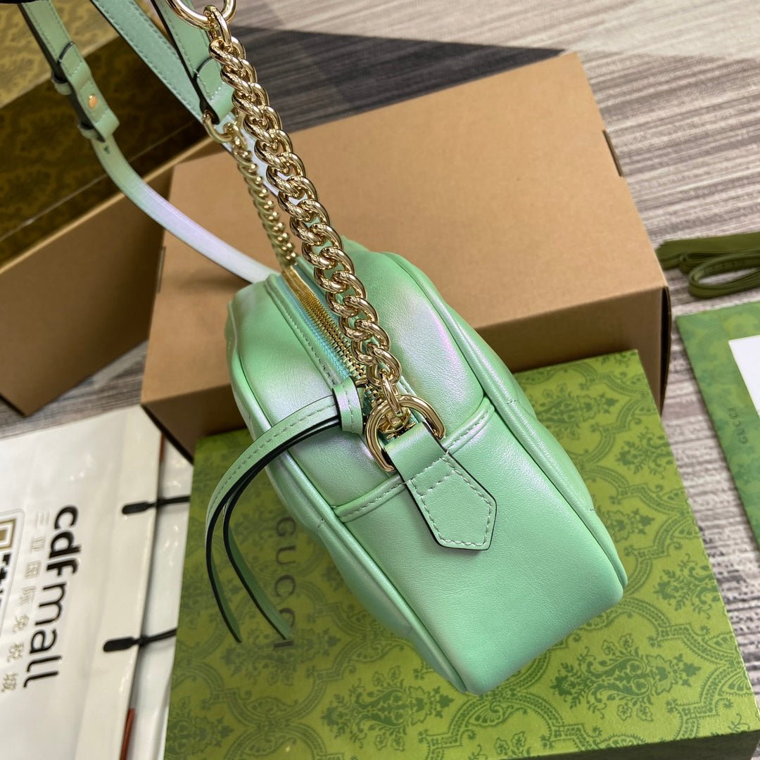 {Style No: S11ZZM2Z} GG MARMONT 24 SMALL MATELASSÉ SHOULDER BAG GREEN IRIDESCENT CALFSKIN - Image 7