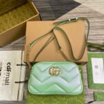 {Style No: S11ZZM2Z} GG MARMONT 24 SMALL MATELASSÉ SHOULDER BAG GREEN IRIDESCENT CALFSKIN