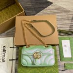 {Style No: 3WWV5E8K} GG MARMONT 23 SMALL SHOULDER BAG GREEN IRIDESCENT CALFSKIN