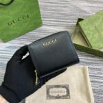 {Style No: 655DXZHT} MINI WALLET 11 IN BLACK CALFSKIN GOLD HARDWARE