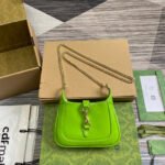 {Style No: 1EXHN32K} JACKIE NOTTE MINI BAG 19 IN LIME GREEN CRACKED LACQUER CALFSKIN GOLD HARDWARE