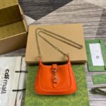 {Style No: NJTTDUBA} JACKIE NOTTE MINI BAG 19 IN ORANGE CRACKED LACQUER CALFSKIN GOLD HARDWARE