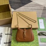 {Style No: DUTLAK96} JACKIE NOTTE MINI BAG 19 IN TAWNY BROWN CALFSKIN GOLD HARDWARE