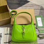 {Style No: 7511BY5P} JACKIE SMALL SHOULDER BAG 27 IN LIME GREEN CRACKED LACQUER CALFSKIN GOLD HARDWARE
