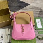 {Style No: 8TY2BQK9} JACKIE SMALL SHOULDER BAG 27 IN PINK CRACKED LACQUER CALFSKIN GOLD HARDWARE