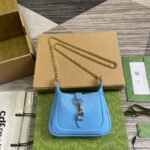 {Style No: 1J865KP2} JACKIE NOTTE MINI BAG 19 IN OCEAN BLUE CRACKED LACQUER CALFSKIN GOLD HARDWARE
