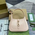 {Style No: X8N86IM1} JACKIE SMALL SHOULDER BAG 27 IN LIGHT PINK CRACKED LACQUER CALFSKIN GOLD HARDWARE