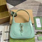 {Style No: CRFZVOQG} JACKIE SMALL SHOULDER BAG 27 IN MINT GREEN CRACKED LACQUER CALFSKIN GOLD HARDWARE