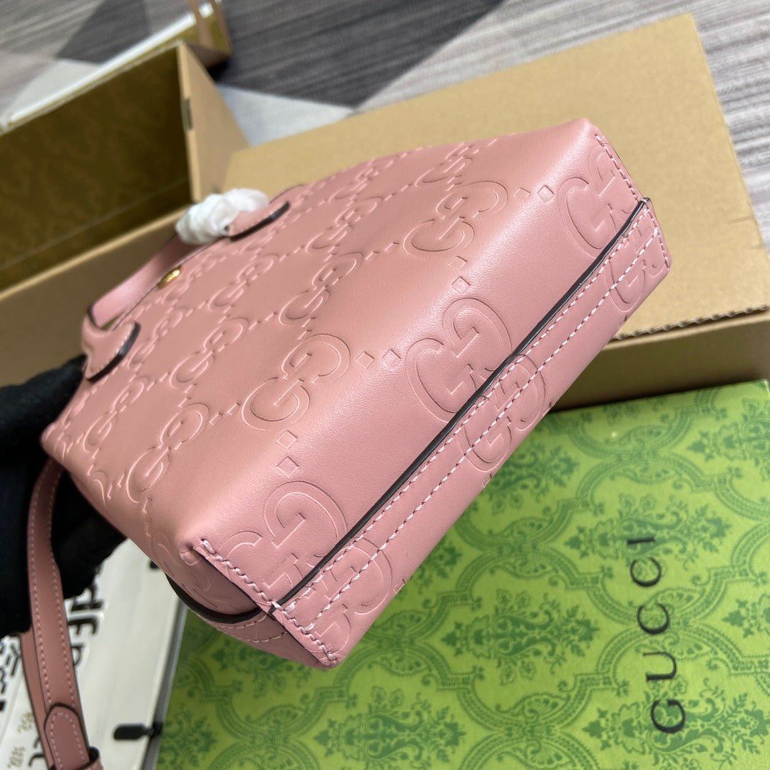 {Style No: BRWI7LVT} GG 20 SUPER MINI BAG WITH STRAP IN LIGHT PINK CALFSKIN - Image 8