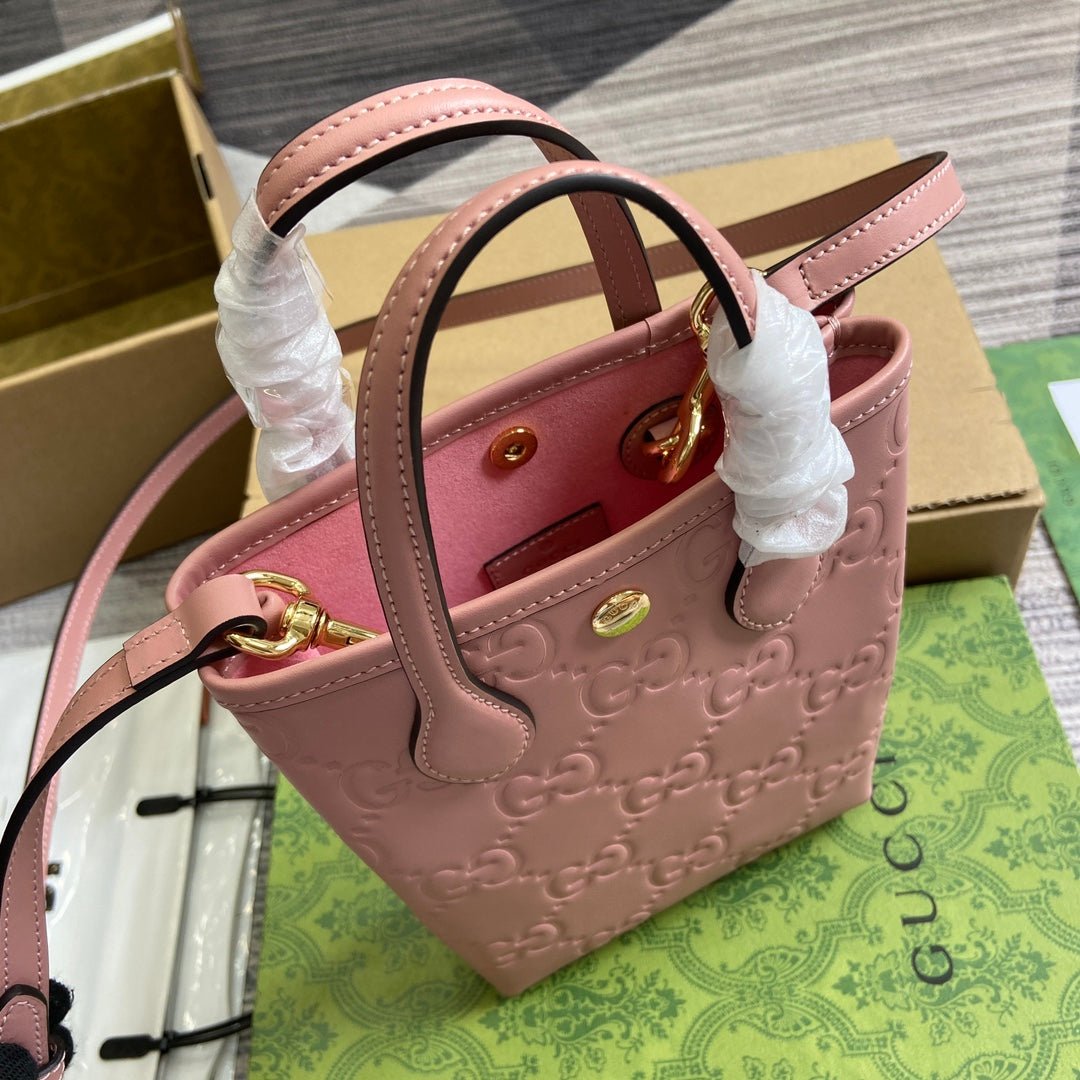 {Style No: BRWI7LVT} GG 20 SUPER MINI BAG WITH STRAP IN LIGHT PINK CALFSKIN - Image 7