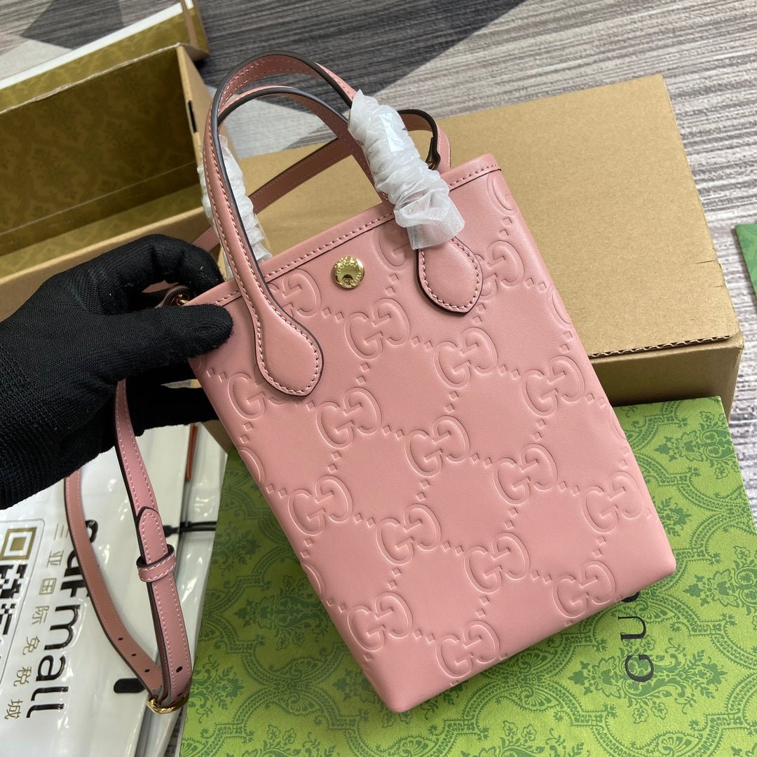 {Style No: BRWI7LVT} GG 20 SUPER MINI BAG WITH STRAP IN LIGHT PINK CALFSKIN - Image 2
