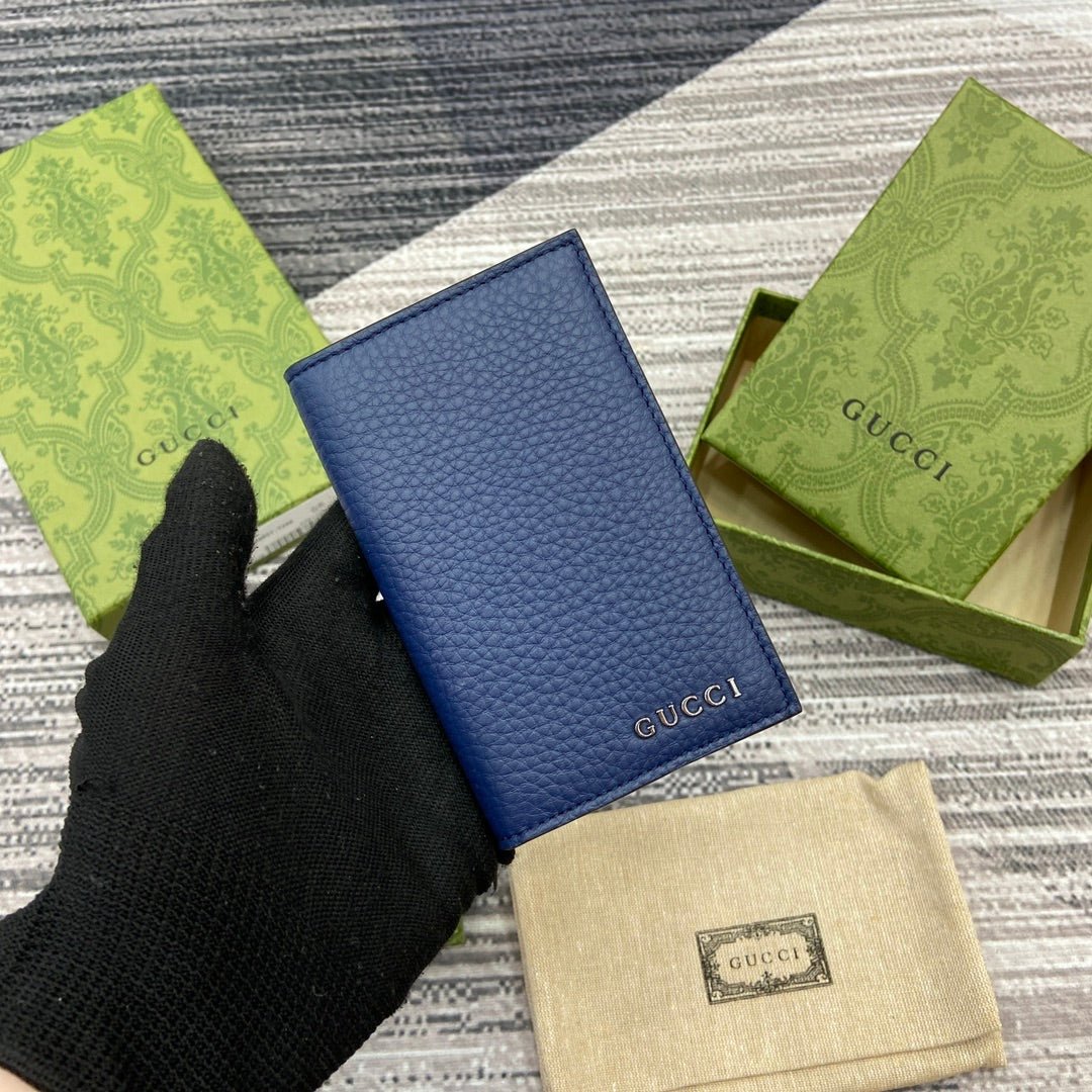 {Style No: 6RLA4863} LONG CARD HOLDER 12 IN CLASSIC BLUE CALFSKIN