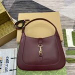 {Style No: KY74AL4M} JACKIE MEDIUM SHOULDER BAG 35 IN WINE RED CALFSKIN GOLD HARDWARE