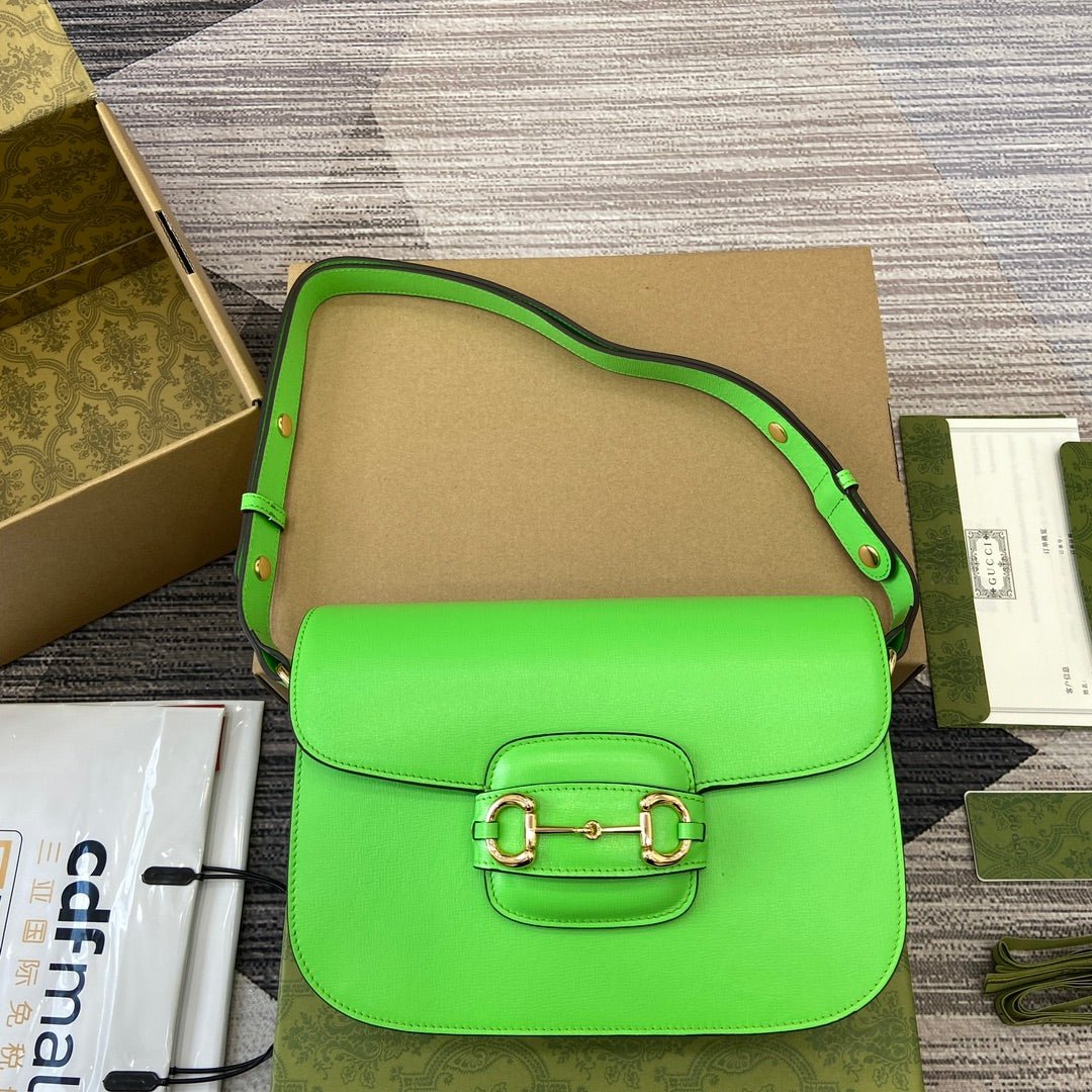 {Style No: 8OALWU7F} HORSEBIT 1955 SHOULDER BAG 25 IN THYME GREEN LAMBSKIN GOLD HARDWARE