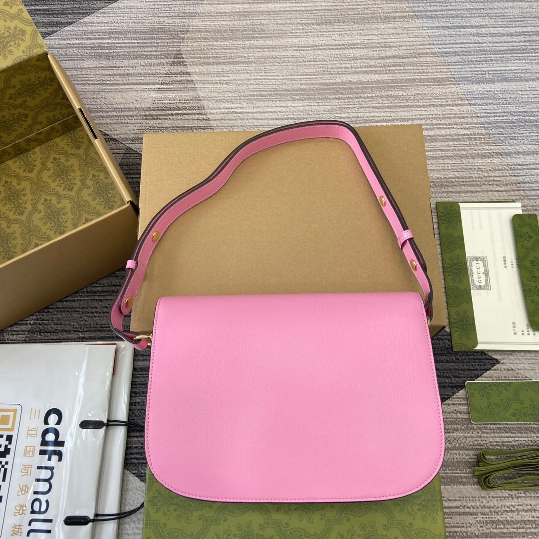 {Style No: 3JVVAG5I} HORSEBIT 1955 SHOULDER BAG 25 IN PINK LAMBSKIN GOLD HARDWARE - Image 3