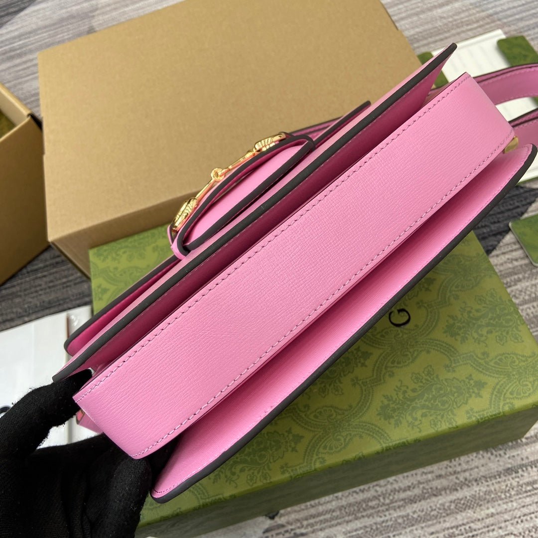 {Style No: 3JVVAG5I} HORSEBIT 1955 SHOULDER BAG 25 IN PINK LAMBSKIN GOLD HARDWARE - Image 4