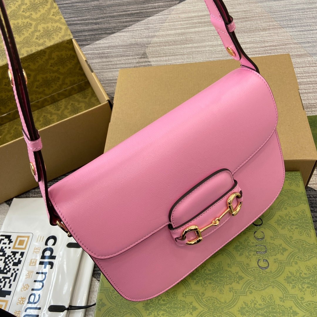 {Style No: 3JVVAG5I} HORSEBIT 1955 SHOULDER BAG 25 IN PINK LAMBSKIN GOLD HARDWARE - Image 5