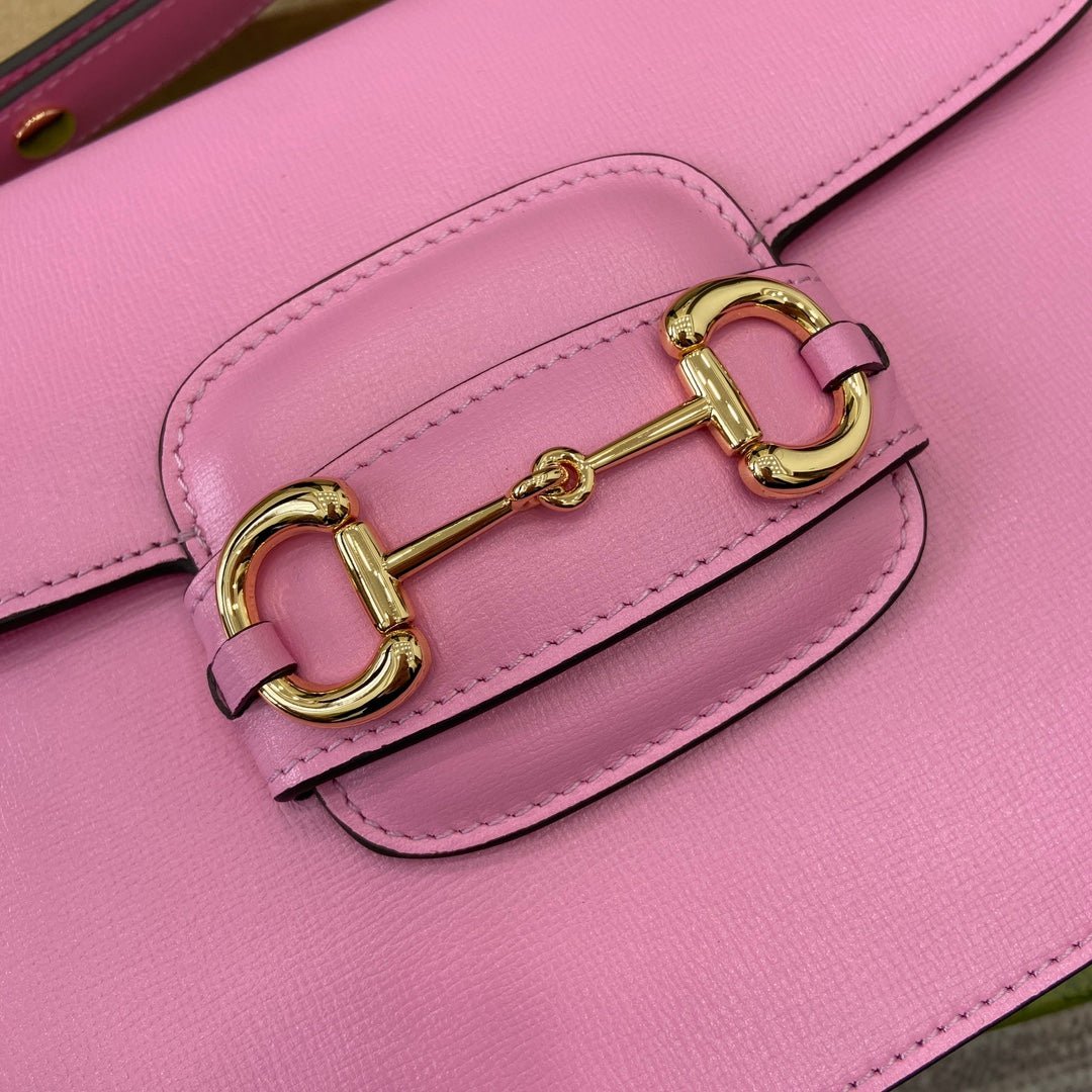 {Style No: 3JVVAG5I} HORSEBIT 1955 SHOULDER BAG 25 IN PINK LAMBSKIN GOLD HARDWARE - Image 6