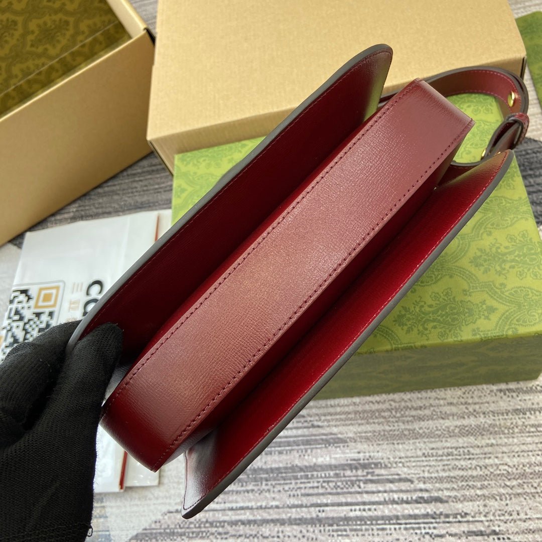 {Style No: KAR9UXD3} HORSEBIT 1955 SHOULDER BAG 25 IN WINE RED LAMBSKIN GOLD HARDWARE - Image 8